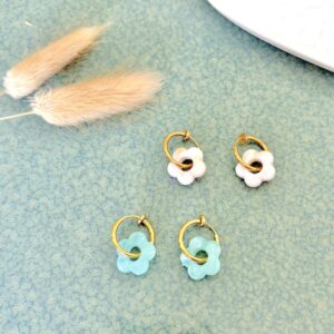 Boucles d'oreille clip fleur