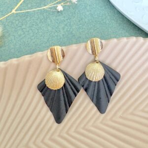 Boucles d'oreille eventail noir