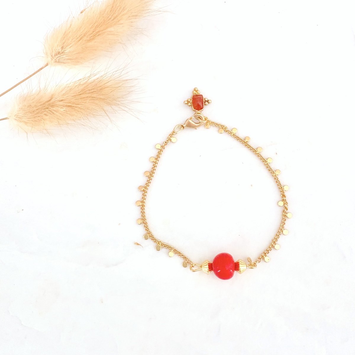 Bracelet perle rouge