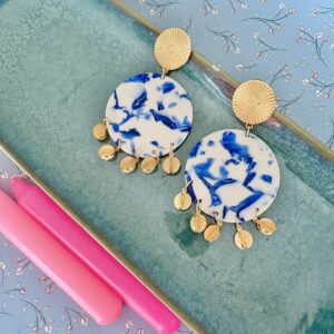 Boucles d'oreille marbre bleu