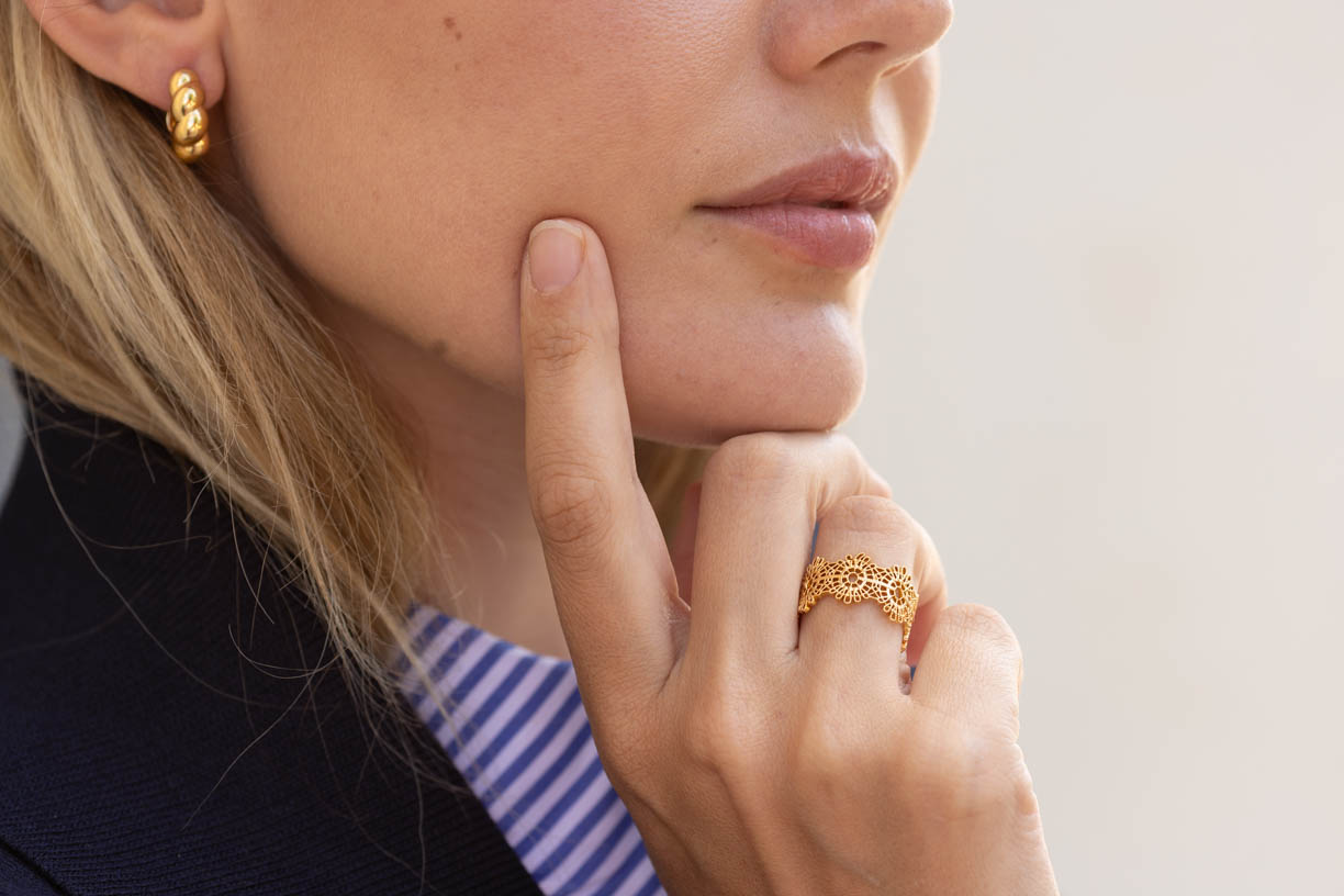 Boucles d'oreille Rosalie - plaqué or – Image 8