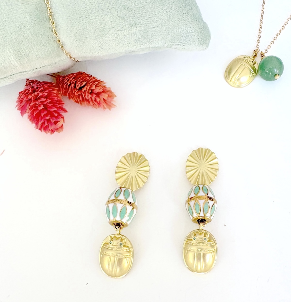 Boucles d'oreille Scarabée