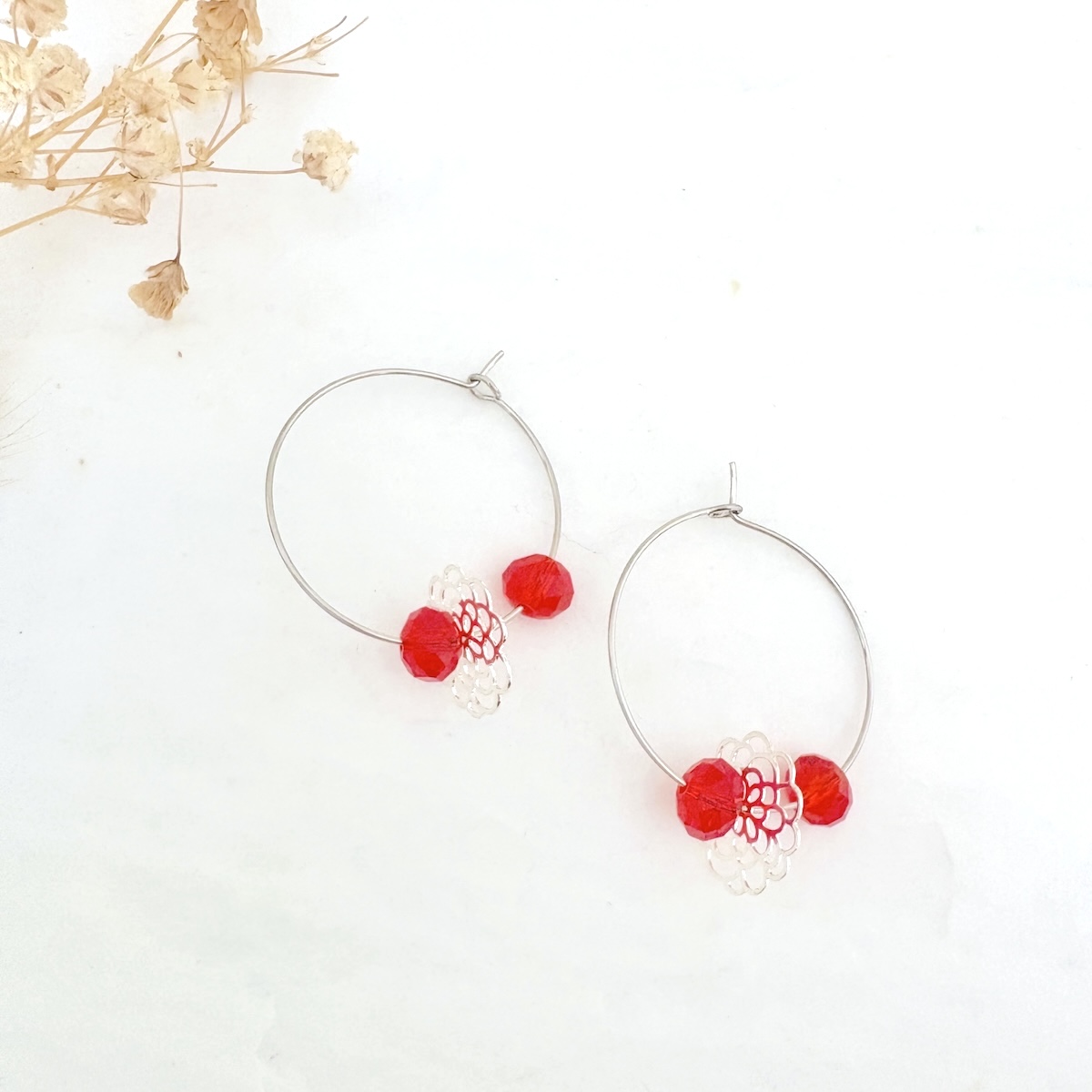 Boucles d'oreille creole rouge