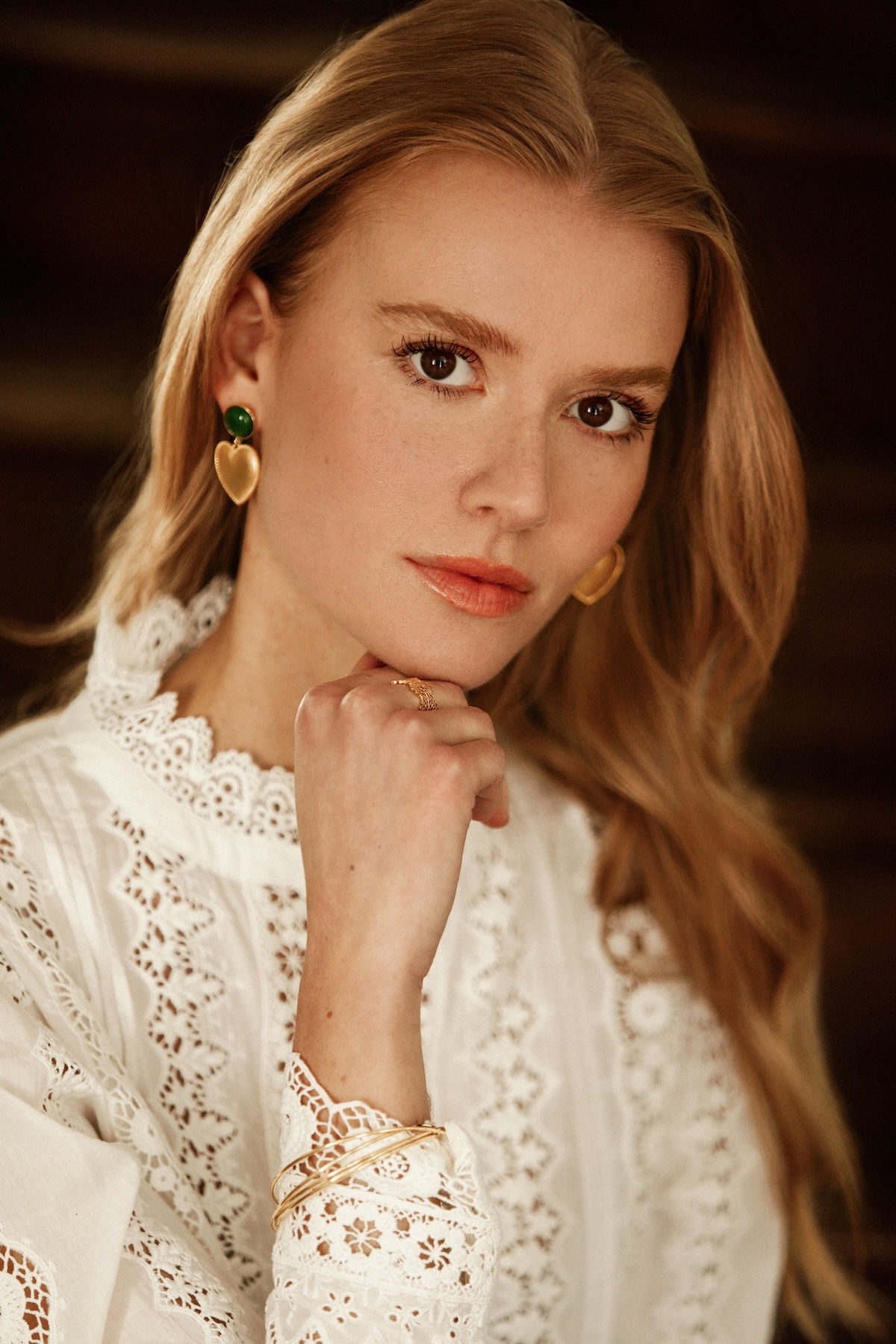 boucles d oreille coeur dore a l or fin finition mate cabochon personnalisable