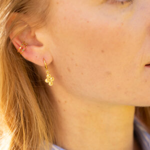 boucles d'oreille mini croix dorées à l'or fin résistantes style minimaliste accroche dormeuse pour le quotidien