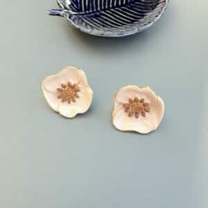Boucles d'oreille fleur émaillée