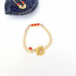 bracelet dore a l or fin chaine epi et perles fluo
