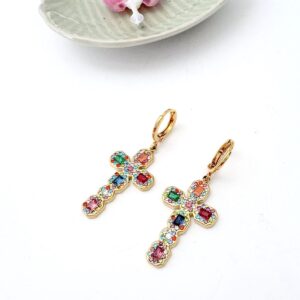 boucles-doreille-en-forme-de-croix-acier-inoxydable-pieces-de-verre-multicolore-petit-modele-facile-a-porter