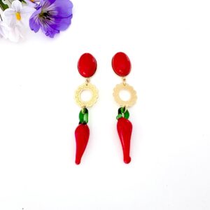 boucles doreille piment dorees a lor fin disponible sur clou ou clip joyeuses et lumineuses